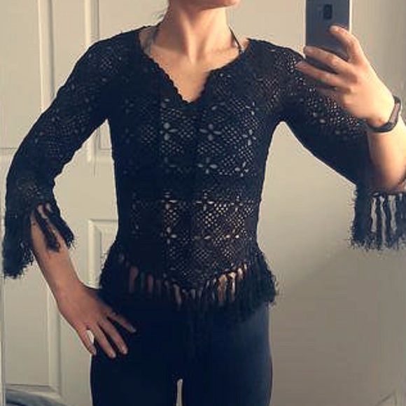 Anne-X Crochet top with tassels